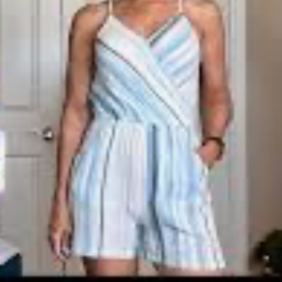 Market and Spruce Liliana surplice romper size XXL stripe blue - Picture 7 of 7